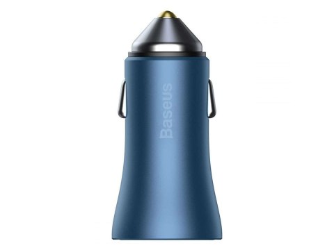 Baseus Ładowarka samochodowa Baseus USB+ USB-C QC3.0 PD 40W Blue Baseus Ładowarka samochodowa Baseus USB+ USB-C QC3.0 PD 40W Blue