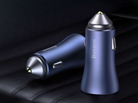 Baseus Ładowarka samochodowa Baseus USB+ USB-C QC3.0 PD 40W Blue Baseus Ładowarka samochodowa Baseus USB+ USB-C QC3.0 PD 40W Blue