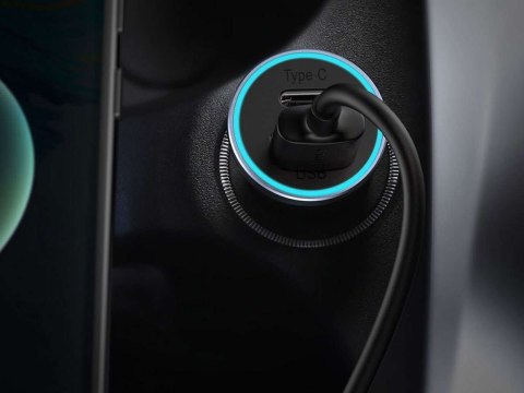 Baseus Ładowarka samochodowa Baseus USB+ USB-C QC3.0 PD 40W Blue Baseus Ładowarka samochodowa Baseus USB+ USB-C QC3.0 PD 40W Blue