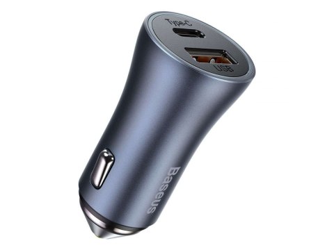 Baseus Ładowarka samochodowa Baseus USB+ USB-C QC3.0 PD 40W Grey Baseus Ładowarka samochodowa Baseus USB+ USB-C QC3.0 PD 40W Grey
