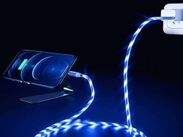 Alogy Kabel 1m Alogy magnetyczny świecący przewód LED Lightning Niebieski