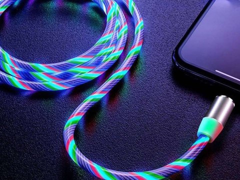 Alogy Kabel 1m Alogy magnetyczny świecący przewód LED USB-C Type C Wielokolorowy Alogy Kabel 1m Alogy magnetyczny świecący przewód LED USB-C Type C Wielokolorowy