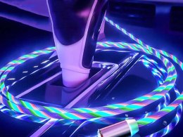 Alogy Kabel 1m Alogy magnetyczny świecący przewód LED USB-C Type C Wielokolorowy