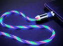 Alogy Kabel 1m Alogy magnetyczny świecący przewód LED USB-C Type C Wielokolorowy