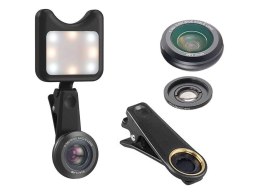 Apexel Apexel APL-3663FL Obiektyw 0.36X Wide Angle 15X Makro +Lampka LED black