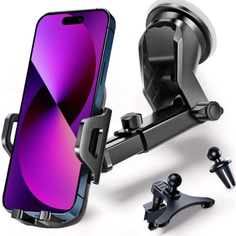 Alogy Uchwyt samochodowy do telefonu do auta 3w1 Alogy na szybę do kratki na deskę rozdzielczą kokpit Czarny Alogy Uchwyt samochodowy do telefonu do auta 3w1 Alogy na szybę do kratki na deskę rozdzielczą kokpit Czarny