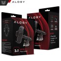 Alogy Uchwyt samochodowy do telefonu do auta 3w1 Alogy na szybę do kratki na deskę rozdzielczą kokpit Czarny