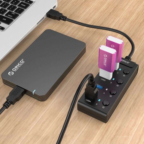 Orico Hub USB 3.0. Orico z włącznikami, 5x USB (czarny) Orico Hub USB 3.0. Orico z włącznikami, 5x USB (czarny)
