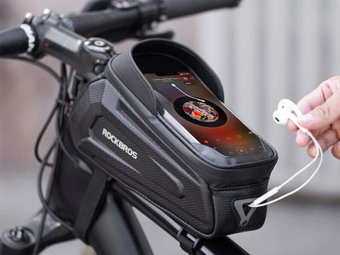 RockBros Etui torba sakwa wodoodporna na rower uchwyt na telefon na ramę RockBros B68 Czarne RockBros Etui torba sakwa wodoodporna na rower uchwyt na telefon na ramę RockBros B68 Czarne