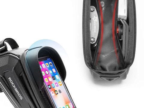 RockBros Etui torba sakwa wodoodporna na rower uchwyt na telefon na ramę RockBros B68 Czarne RockBros Etui torba sakwa wodoodporna na rower uchwyt na telefon na ramę RockBros B68 Czarne