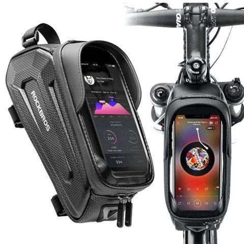 RockBros Etui torba sakwa wodoodporna na rower uchwyt na telefon na ramę RockBros B68 Czarne RockBros Etui torba sakwa wodoodporna na rower uchwyt na telefon na ramę RockBros B68 Czarne