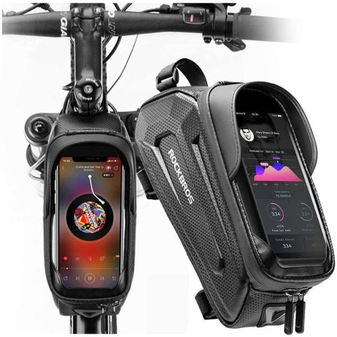 RockBros Etui torba sakwa wodoodporna na rower uchwyt na telefon na ramę RockBros B68 Czarne RockBros Etui torba sakwa wodoodporna na rower uchwyt na telefon na ramę RockBros B68 Czarne