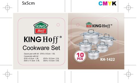KINGHOFF 10 ELEMENTOWY ZESTAW GARNKÓW KINGHOFF KH-1422 KINGHOFF 10 ELEMENTOWY ZESTAW GARNKÓW KINGHOFF KH-1422