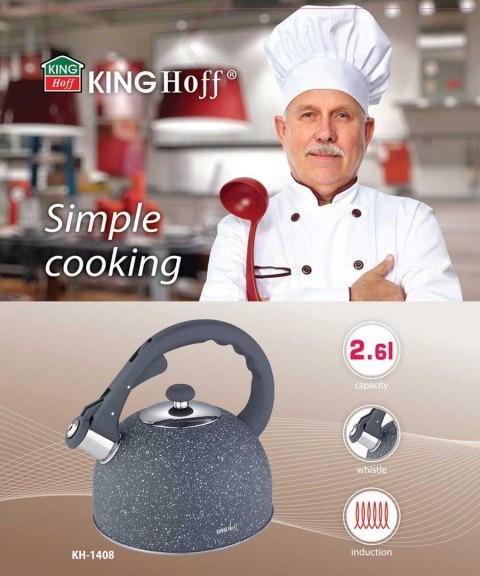 KINGHOFF CZAJNIK Z GWIZDKIEM 2,6L KINGHOFF KH-1408 MARBLE KINGHOFF CZAJNIK Z GWIZDKIEM 2,6L KINGHOFF KH-1408 MARBLE