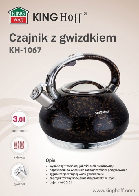 KINGHOFF CZAJNIKZ GWIZDKIEM Z LINII GOLD 3,0L KH-1067 KINGHOFF CZAJNIKZ GWIZDKIEM Z LINII GOLD 3,0L KH-1067
