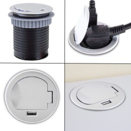 BITUXX® GNIAZDO CHOWANE WPUSZCZANE W BLAT OKRĄGŁE Z USB