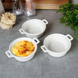 EXCELLENT HOUSWARE KOKILKI MISECZKI PORCELANOWE DO ZAPIEKANIA 3 szt. OKRĄGŁE