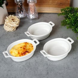 EXCELLENT HOUSWARE KOKILKI MISECZKI PORCELANOWE DO ZAPIEKANIA 3 szt. OWALNE