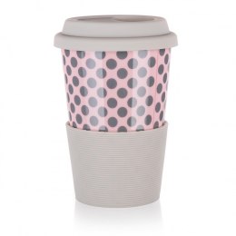 BANQUET KUBEK CERAMICZNY 400ml Z POKRYWĄ SILIKONOWĄ BANQUET GO różowy