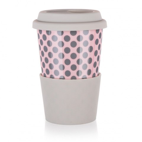 BANQUET KUBEK CERAMICZNY 400ml Z POKRYWĄ SILIKONOWĄ BANQUET GO różowy BANQUET KUBEK CERAMICZNY 400ml Z POKRYWĄ SILIKONOWĄ BANQUET GO różowy