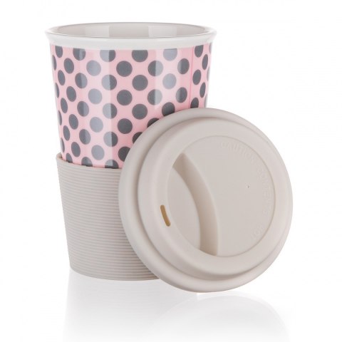 BANQUET KUBEK CERAMICZNY 400ml Z POKRYWĄ SILIKONOWĄ BANQUET GO różowy BANQUET KUBEK CERAMICZNY 400ml Z POKRYWĄ SILIKONOWĄ BANQUET GO różowy