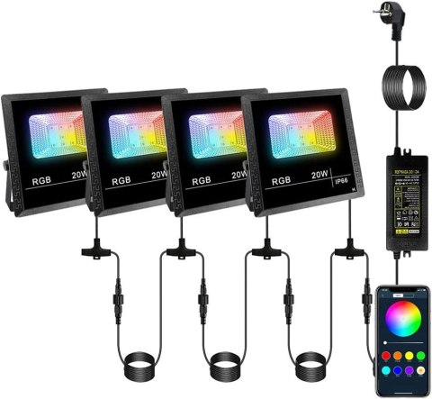 NICETAI Naświetlacze LED reflektor RGB smart 4 sztuki NICETAI Naświetlacze LED reflektor RGB smart 4 sztuki