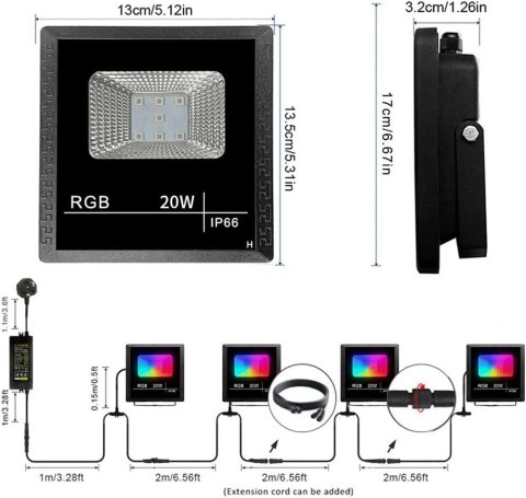 NICETAI Naświetlacze LED reflektor RGB smart 4 sztuki NICETAI Naświetlacze LED reflektor RGB smart 4 sztuki