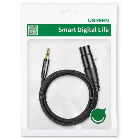 UGreen Kabel audio AV182 UGREEN XLR żeński do jack 3.5 męski 2m czarny UGreen Kabel audio AV182 UGREEN XLR żeński do jack 3.5 męski 2m czarny