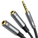 UGreen UGREEN AV192 Rozdzielacz audio AUX kabel mini jack 3.5mm (męski) do słuchawki + mikrofon (żeńskie), 20cm (szary)