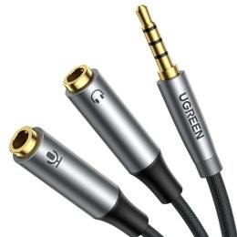 UGreen UGREEN AV192 Rozdzielacz audio AUX kabel mini jack 3.5mm (męski) do słuchawki + mikrofon (żeńskie), 20cm (szary)