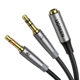 UGreen UGREEN AV192 Rozdzielacz audio AUX słuchawki + mikrofon do kabel mini jack 3.5mm (szary)