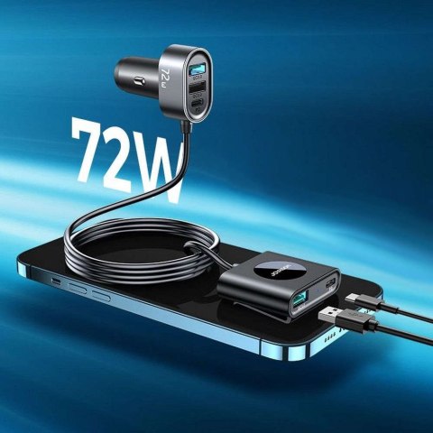 Joyroom Ładowarka samochodowa Joyroom JR-CL05 Car Charger 3x USB + 2x USB-C 1.5m 72W Black Joyroom Ładowarka samochodowa Joyroom JR-CL05 Car Charger 3x USB + 2x USB-C 1.5m 72W Black