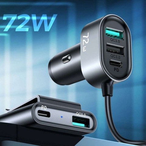 Joyroom Ładowarka samochodowa Joyroom JR-CL05 Car Charger 3x USB + 2x USB-C 1.5m 72W Black Joyroom Ładowarka samochodowa Joyroom JR-CL05 Car Charger 3x USB + 2x USB-C 1.5m 72W Black
