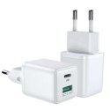 Joyroom Ładowarka sieciowa Joyroom L-QP303 USB + USB-C 30W PD QC 3.0 AFC FCP White