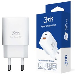 3mk Szybka ładowarka sieciowa 3mk Hyper Charger USB + USB-C 20W PD Biała