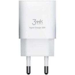 3mk Szybka ładowarka sieciowa 3mk Hyper Charger USB + USB-C 20W PD Biała