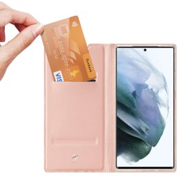 Dux Ducis Etui ochronne z klapką Dux Ducis Skin Pro skórzane do Samsung Galaxy S22 Ultra Różowe