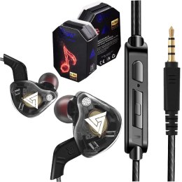 QKZ Słuchawki przewodowe sportowe QKZ do biegania Stereo Hi-Res ze złączem mini Jack 3.5mm Czarne