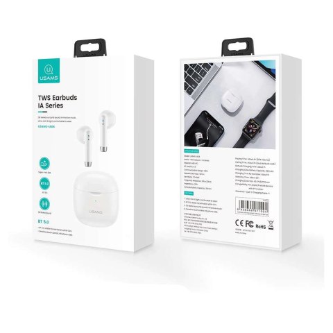 Usams Słuchawki bezprzewodowe douszne USAMS TWS IA series Bluetooth 5.0 Białe Usams Słuchawki bezprzewodowe douszne USAMS TWS IA series Bluetooth 5.0 Białe