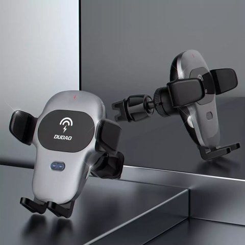 Joyroom Dudao uchwyt samochodowy z wbudowaną ładowarką bezprzewodową Qi 15W szary (F20xs) Joyroom Dudao uchwyt samochodowy z wbudowaną ładowarką bezprzewodową Qi 15W szary (F20xs)