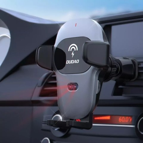 Joyroom Dudao uchwyt samochodowy z wbudowaną ładowarką bezprzewodową Qi 15W szary (F20xs) Joyroom Dudao uchwyt samochodowy z wbudowaną ładowarką bezprzewodową Qi 15W szary (F20xs)