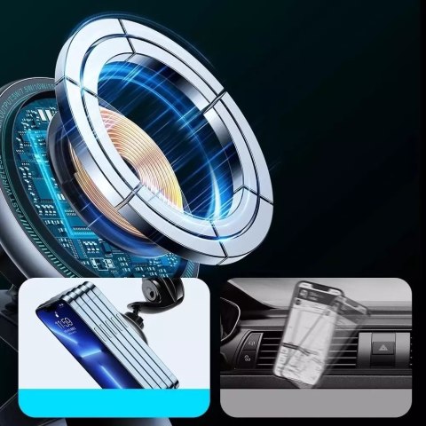 Joyroom Joyroom samochodowy uchwyt magnetyczny bezprzewodowa indukcyjna ładowarka Qi 15W (kompatybilna z MagSafe do iPhone) na deskę roz Joyroom Joyroom samochodowy uchwyt magnetyczny bezprzewodowa indukcyjna ładowarka Qi 15W (kompatybilna z MagSafe do iPhone) na deskę roz
