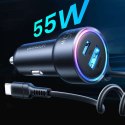 Joyroom Ładowarka samochodowa Joyroom JR-CL07 3w1 z kablem USB-C Typ C 1.5m 55W czarny