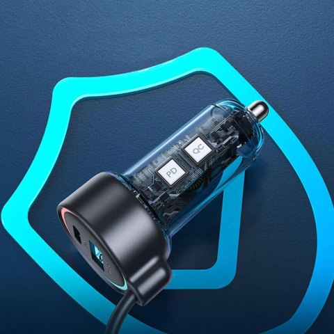Joyroom Ładowarka samochodowa Joyroom JR-CL07 3w1 z kablem USB-C Typ C 1.5m 55W czarny Joyroom Ładowarka samochodowa Joyroom JR-CL07 3w1 z kablem USB-C Typ C 1.5m 55W czarny