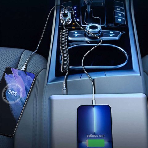 Joyroom Ładowarka samochodowa Joyroom JR-CL07 3w1 z kablem USB-C Typ C 1.5m 55W czarny Joyroom Ładowarka samochodowa Joyroom JR-CL07 3w1 z kablem USB-C Typ C 1.5m 55W czarny