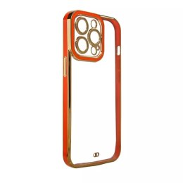 Apple Fashion Case etui do iPhone 12 Pro żelowy pokrowiec ze złotą ramką czerwony