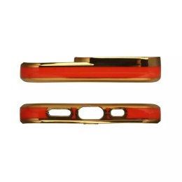 Apple Fashion Case etui do iPhone 12 Pro żelowy pokrowiec ze złotą ramką czerwony