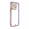 Apple Fashion Case etui do iPhone 12 Pro żelowy pokrowiec ze złotą ramką fioletowy