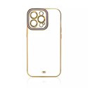 Apple Fashion Case etui do iPhone 12 Pro żelowy pokrowiec ze złotą ramką fioletowy
