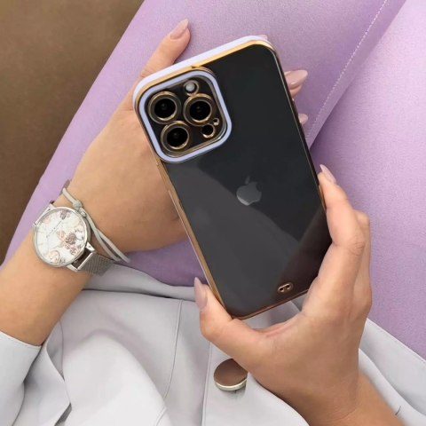 Apple Fashion Case etui do iPhone 12 Pro żelowy pokrowiec ze złotą ramką fioletowy Apple Fashion Case etui do iPhone 12 Pro żelowy pokrowiec ze złotą ramką fioletowy